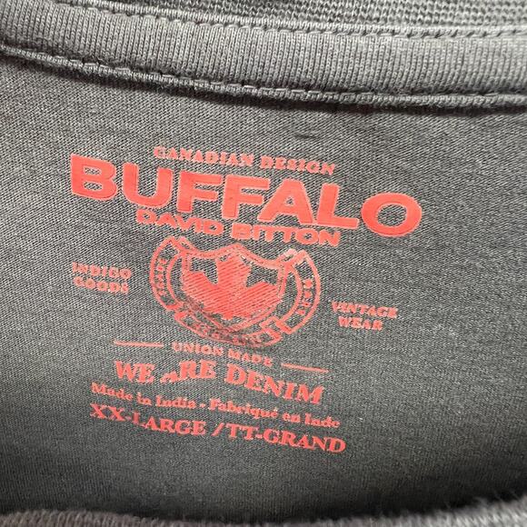 Buffalo David Bitton Shirt Mens XXL 2XL Black Crewneck Graphic Tee Tshirt Logo - Picture 5 of 9